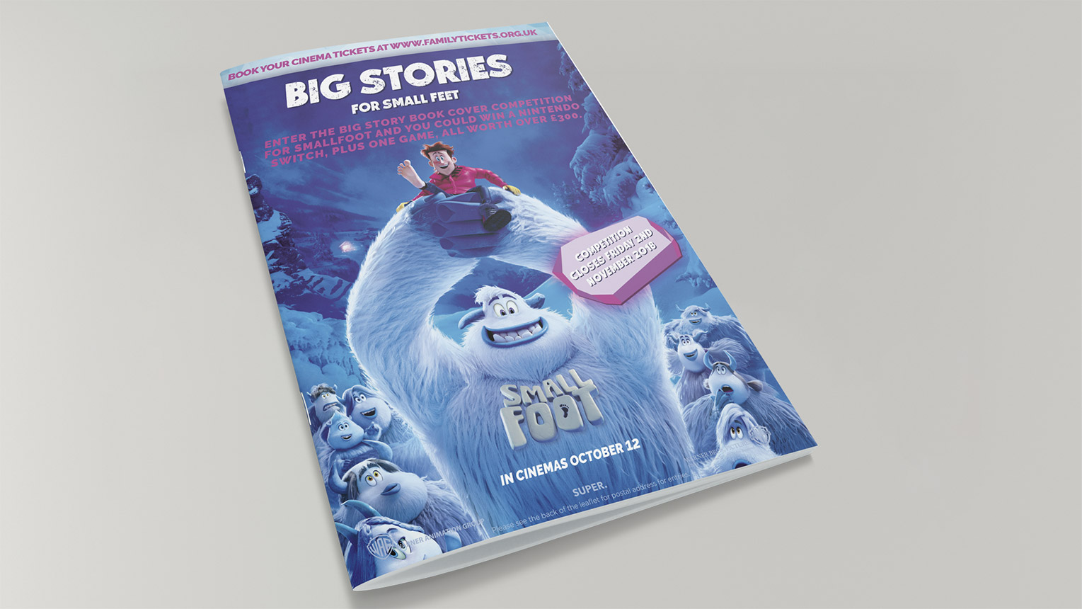 Small Foot film family marketing booklet with SUPER